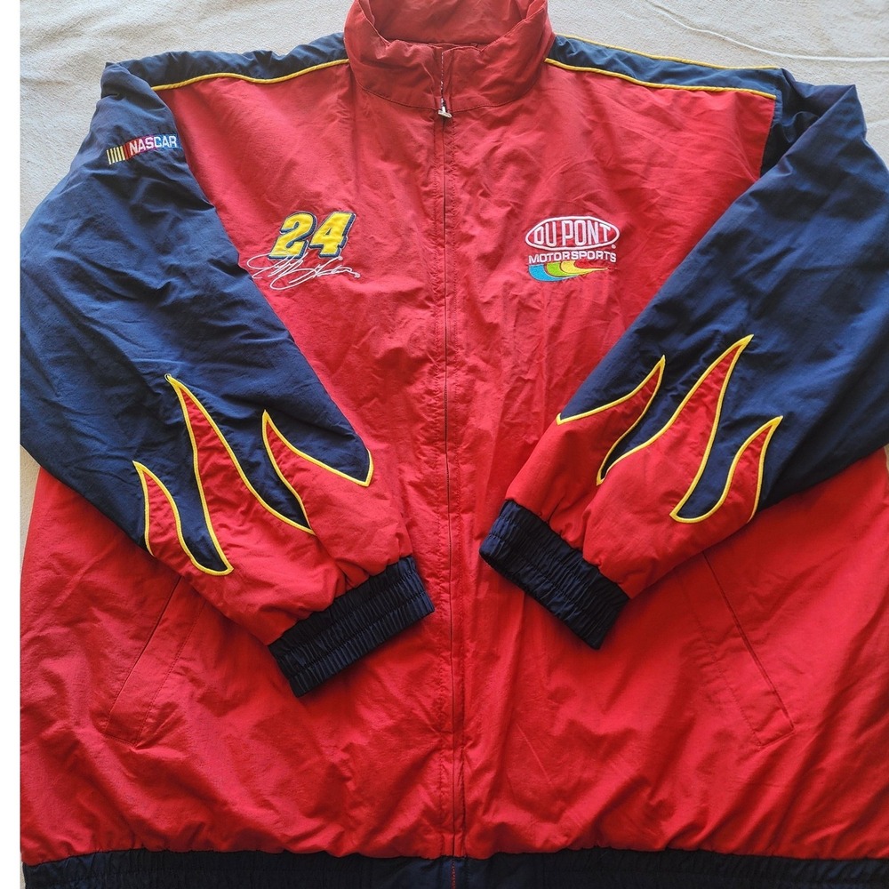 VTG Chase Authentics Jeff Gordon DuPont NASCAR Flame Jacket 2XL streetwear Y2K - Picture 1 of 12